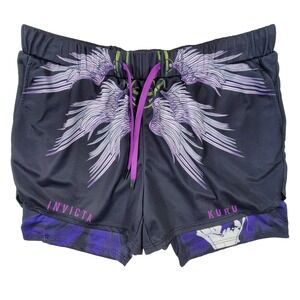 Invicta Kuru Anime Gym Shorts‎ Mens XXL Black Purple Graphic Athletic